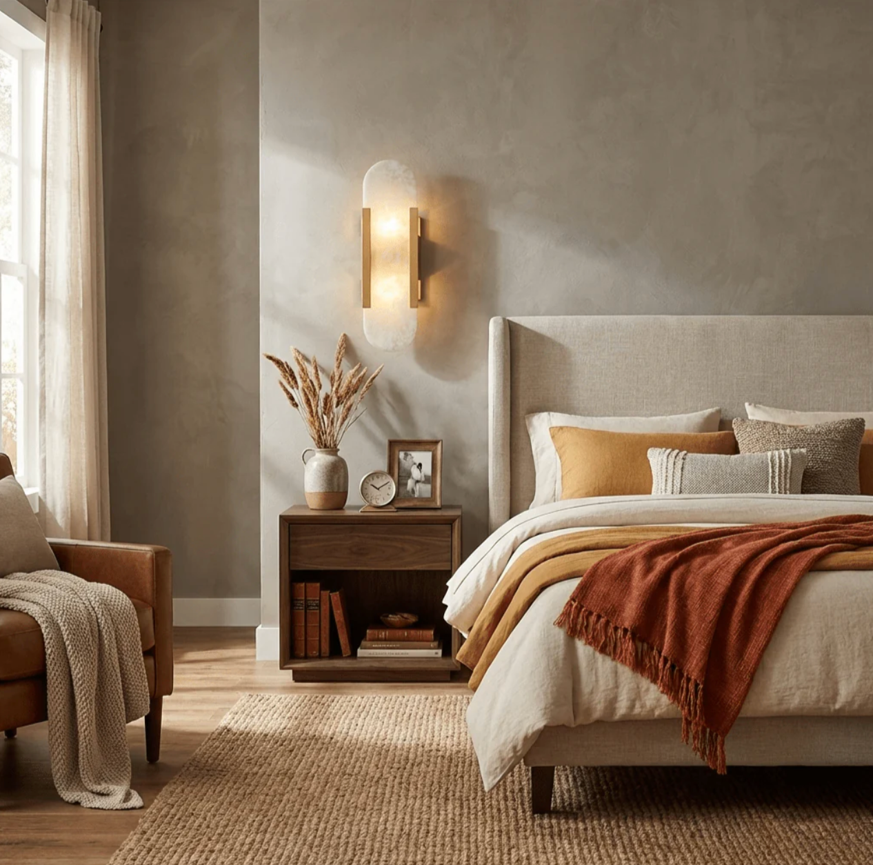 Marble Wall Light - Alabaster Sconce in Gold or Black | Bedside & Bathroom