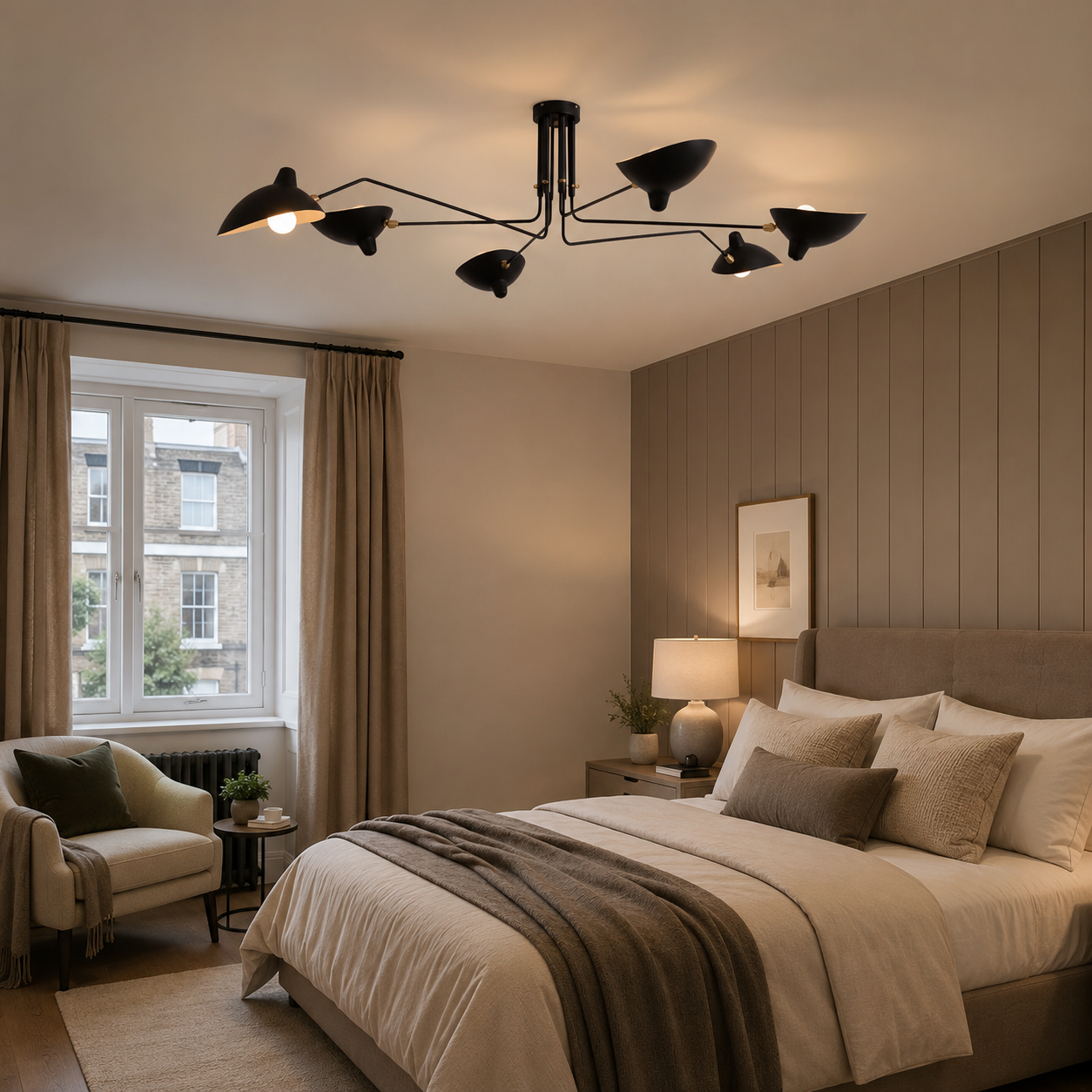 Spider Chandelier, Mid-Century Modern Black Ceiling Light