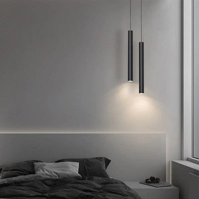 Black Cylinder Pendant Light, Nordic LED Ceiling Lamp for Kitchen Island & Dining Table