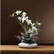 Modern Ceramic Dove Vase with Orchid Faux Flower Figurines