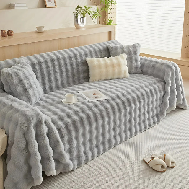 Winter Fluffy Plush Sofa Cover