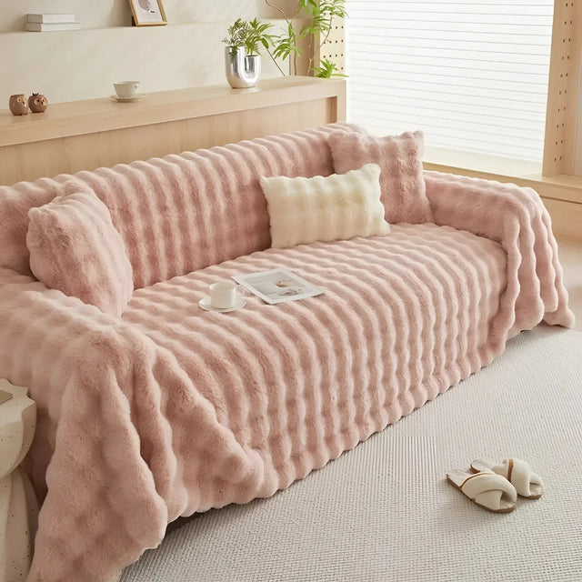 Winter Fluffy Plush Sofa Cover