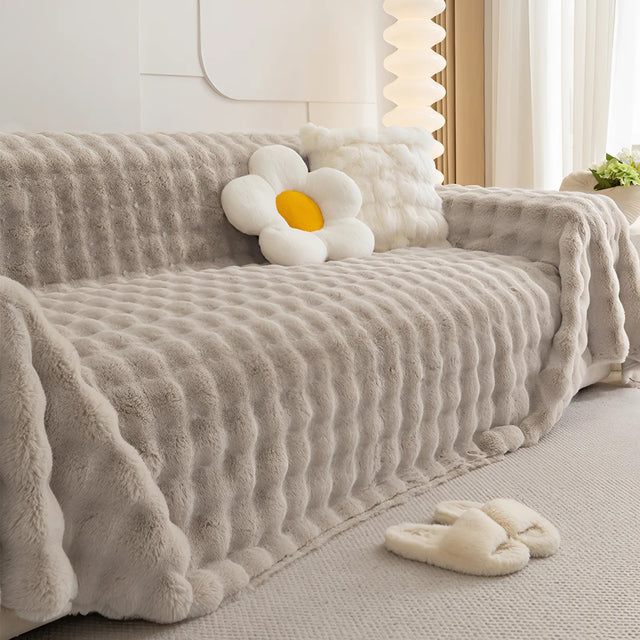 Winter Fluffy Plush Sofa Cover