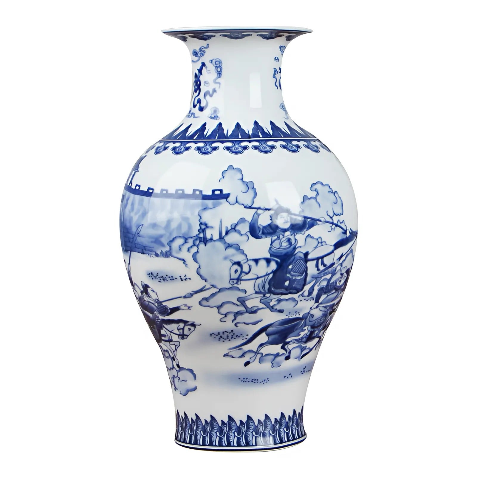 Classic Chinese Blue and White Ceramic Vase with Antique Design