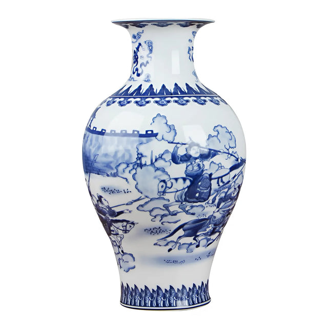 Classic Chinese Blue and White Ceramic Vase with Antique Design