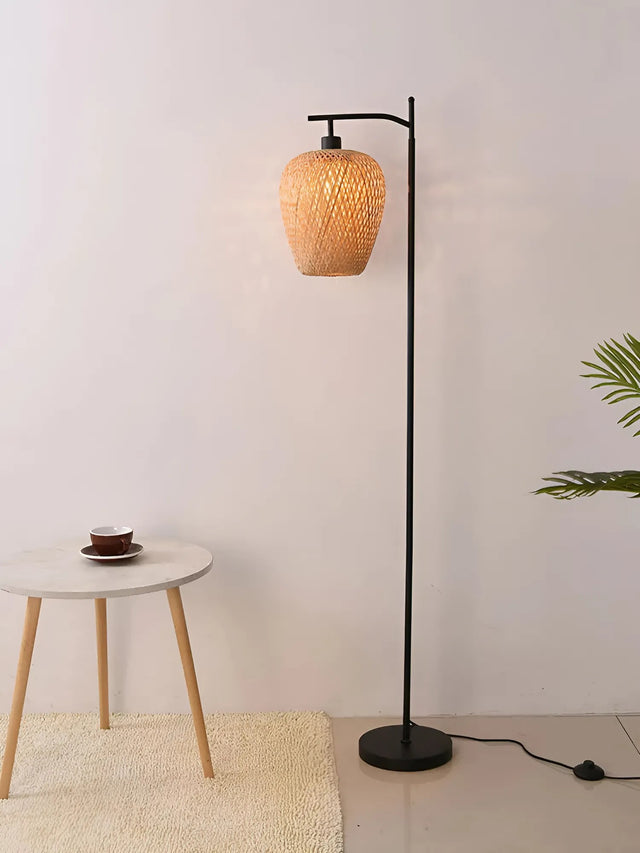 American Handmade Rattan Floor Lamp for Cozy Lighting