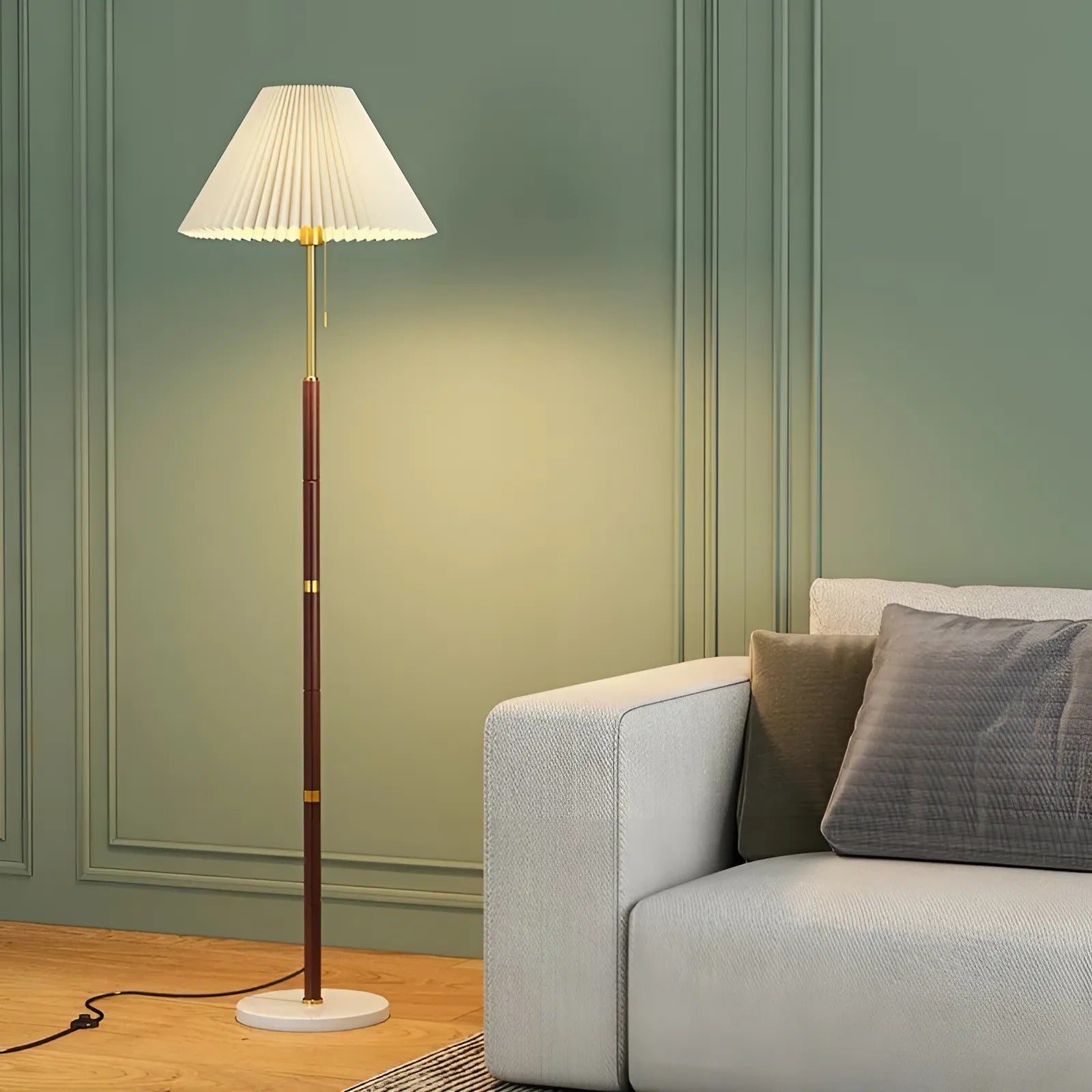 Modern Marble & Wooden Floor Lamp for Elegant Ambient Lighting