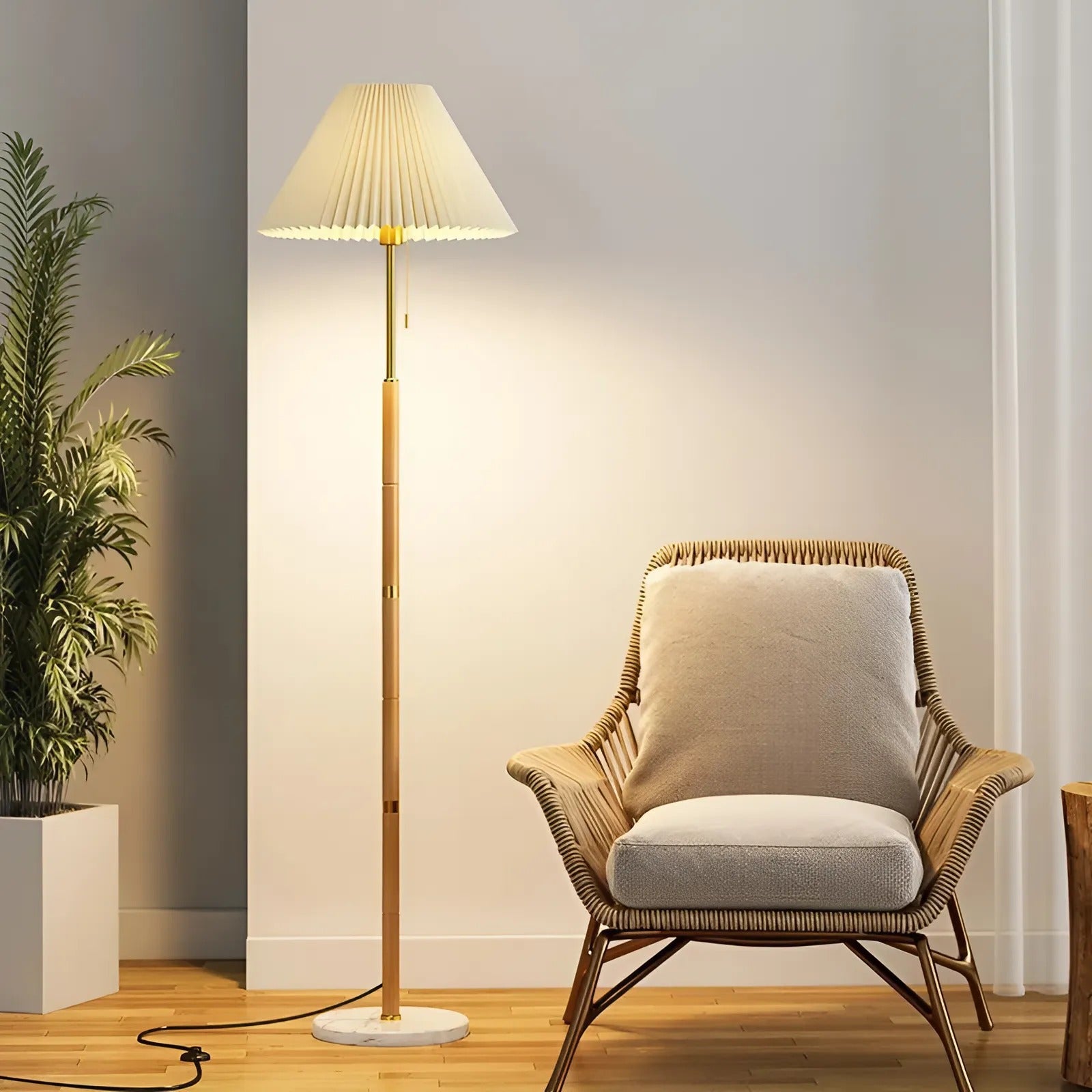 Modern Marble & Wooden Floor Lamp for Elegant Ambient Lighting