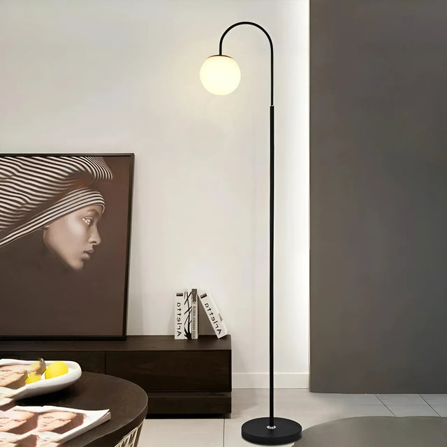Ball Lampshade LED Floor Lamp with Modern Metal Frame