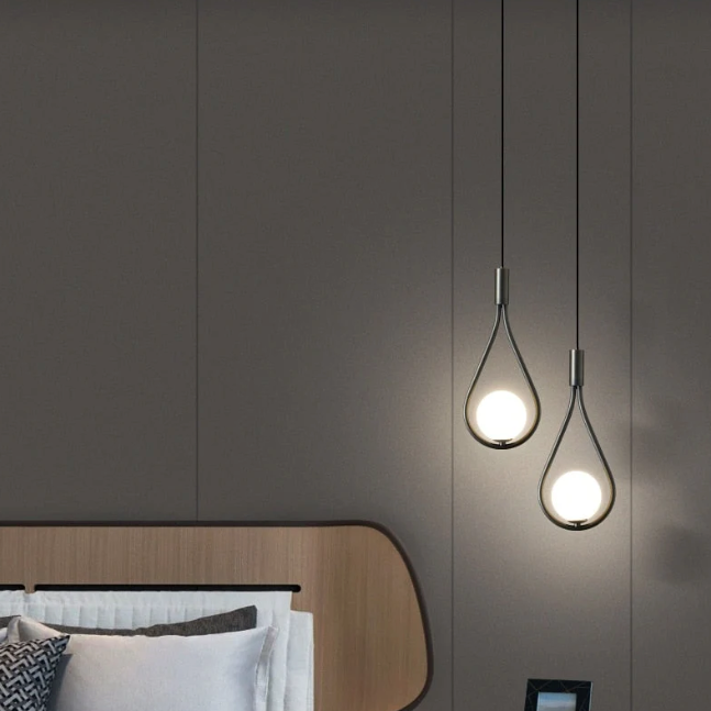 Brass Teardrop Pendant Light, Modern Hanging Bedside Lamp
