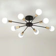 Black Simple Iron Multi-Head Chandelier For Bedroom 0