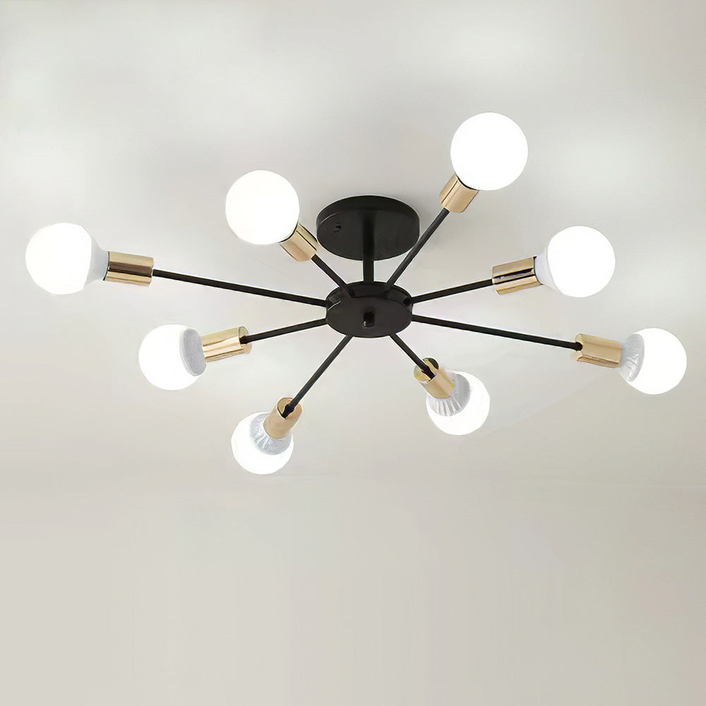 Black Simple Iron Multi-Head Chandelier For Bedroom 0
