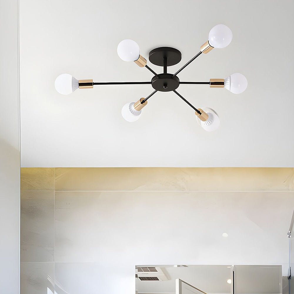 Black Simple Iron Multi-Head Chandelier For Bedroom 4