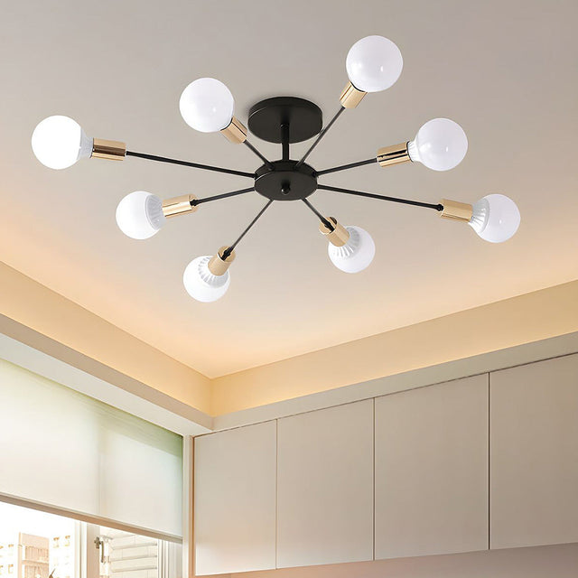 Black Simple Iron Multi-Head Chandelier For Bedroom 6