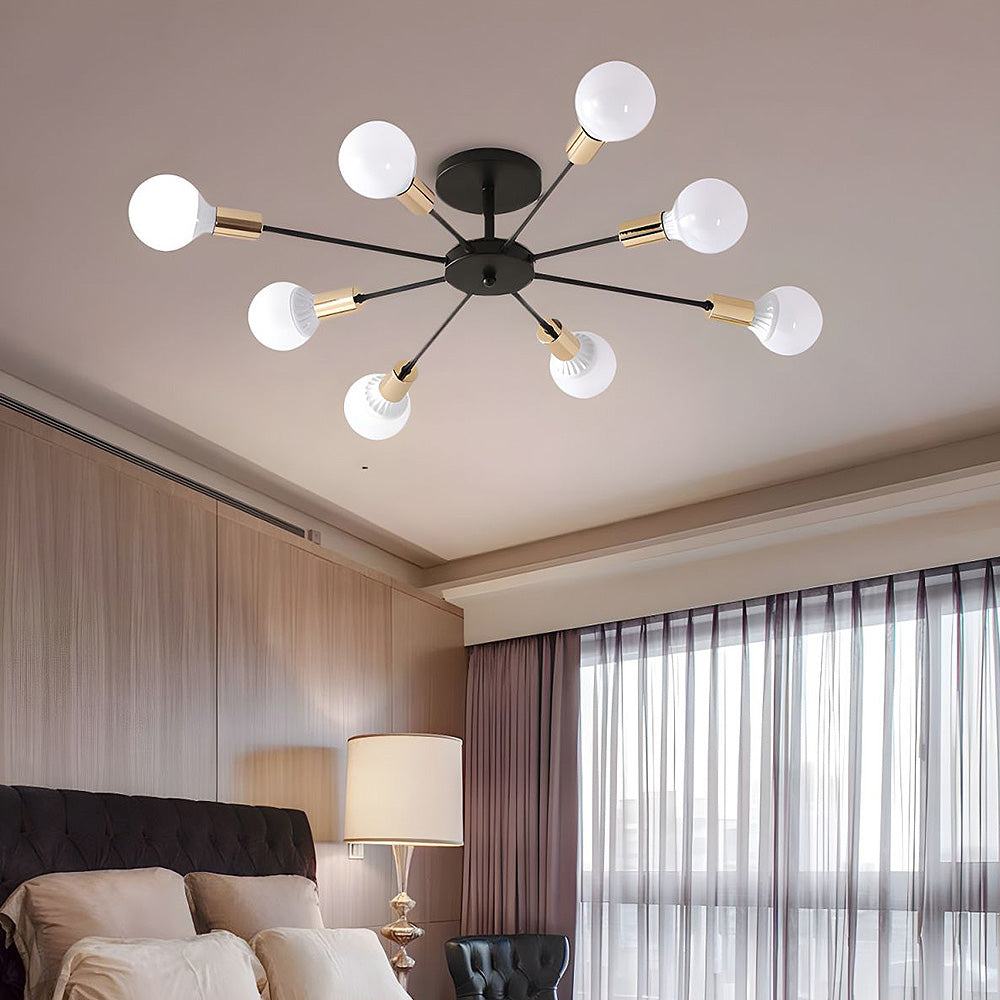Black Simple Iron Multi-Head Chandelier For Bedroom 7