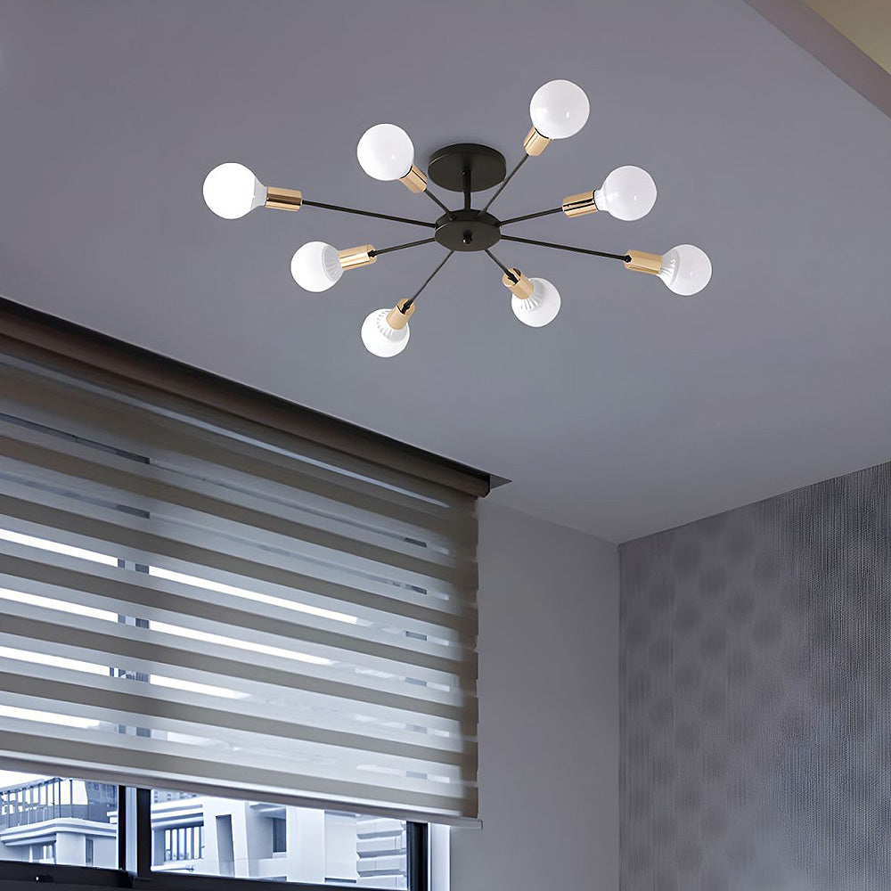 Black Simple Iron Multi-Head Chandelier For Bedroom 8