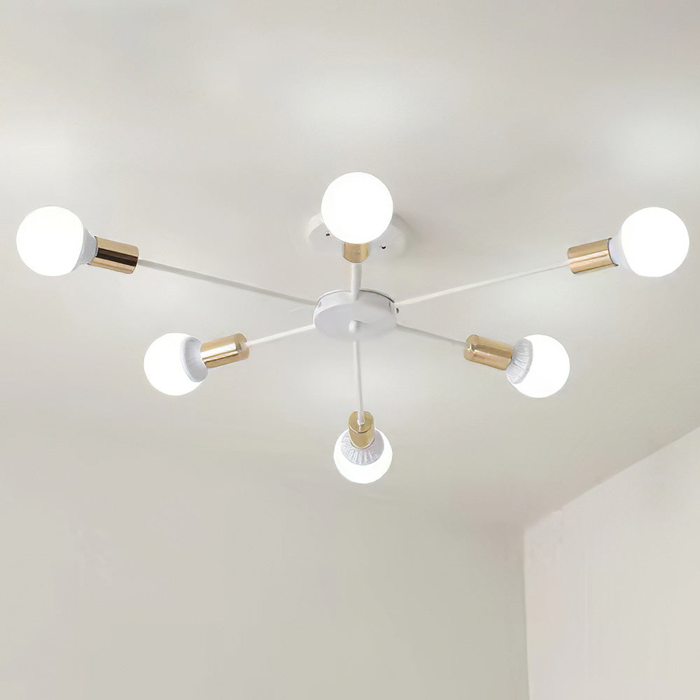 Black Simple Iron Multi-Head Chandelier For Bedroom 9