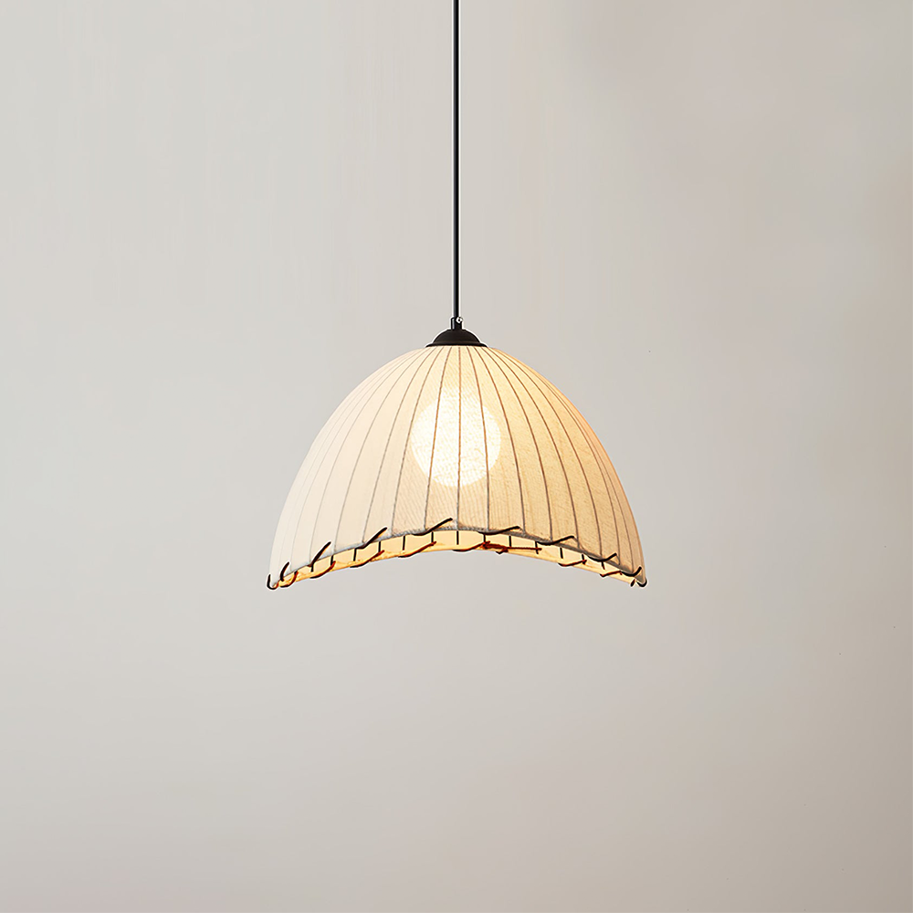 Linen Dome Pendant Light, Wabi-Sabi Ceiling Lamp