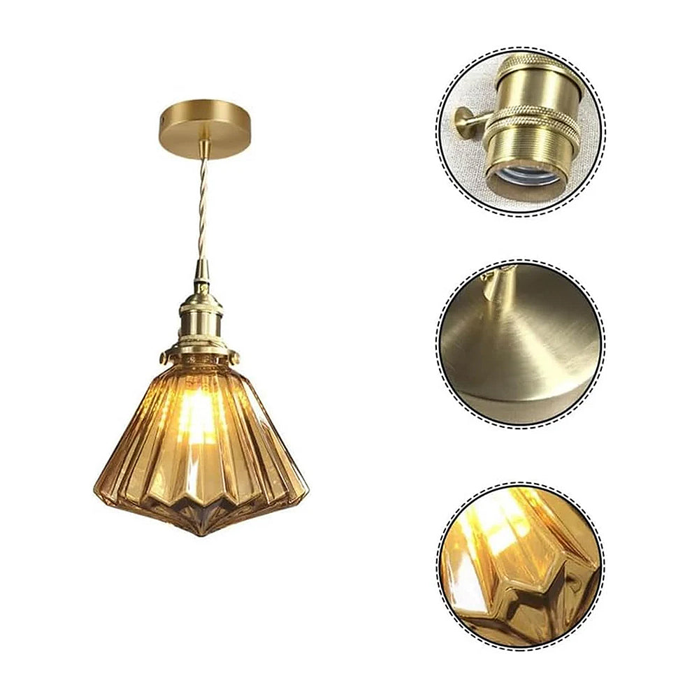 Brass Glass Ceiling Pendant Lights For Kitchen 4