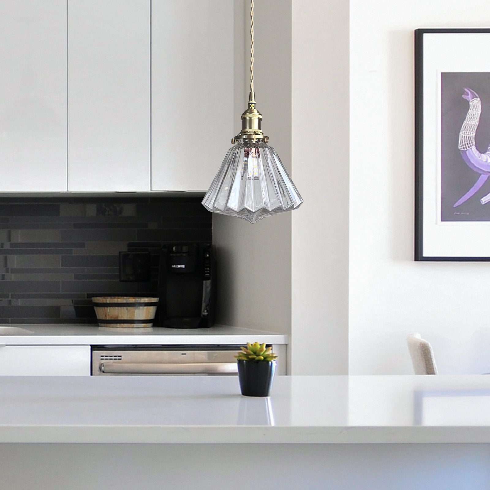 Brass Glass Ceiling Pendant Lights For Kitchen 8