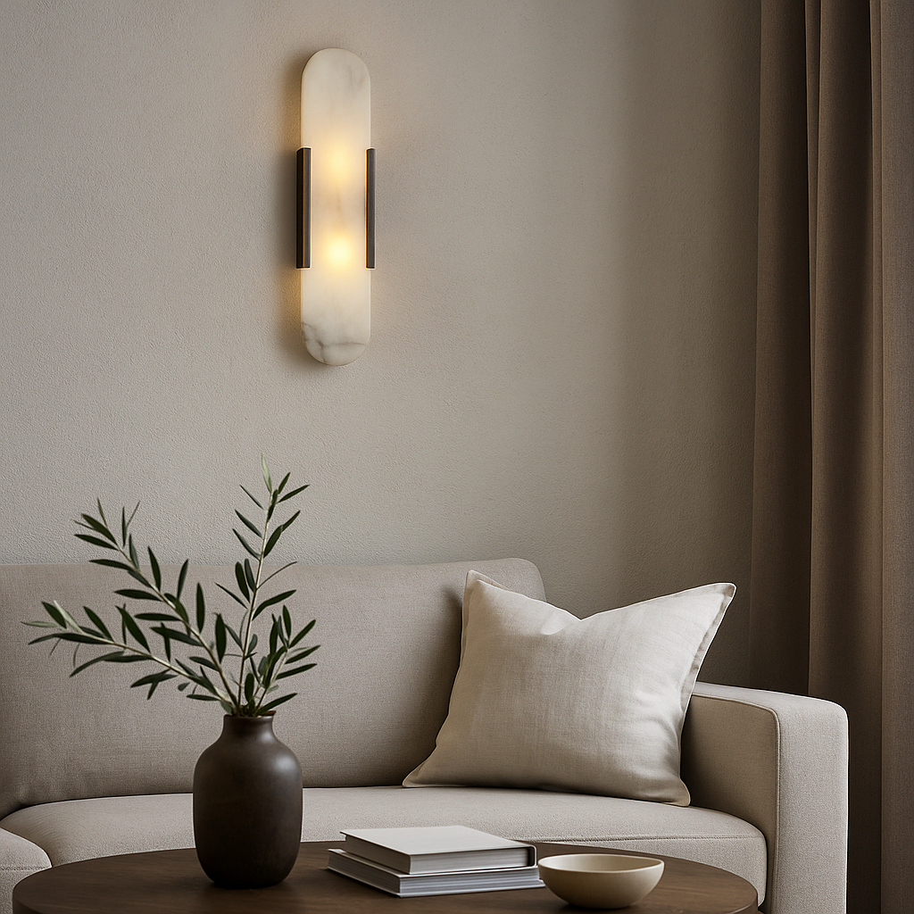 Modern Marble Bedside Sconce Light - Elegant Wall Fixture
