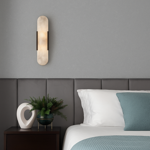 Modern Marble Bedside Sconce Light - Elegant Wall Fixture