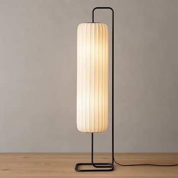 Modern Silk Japanese-Style Floor Lamp with Soft LED Illumination
