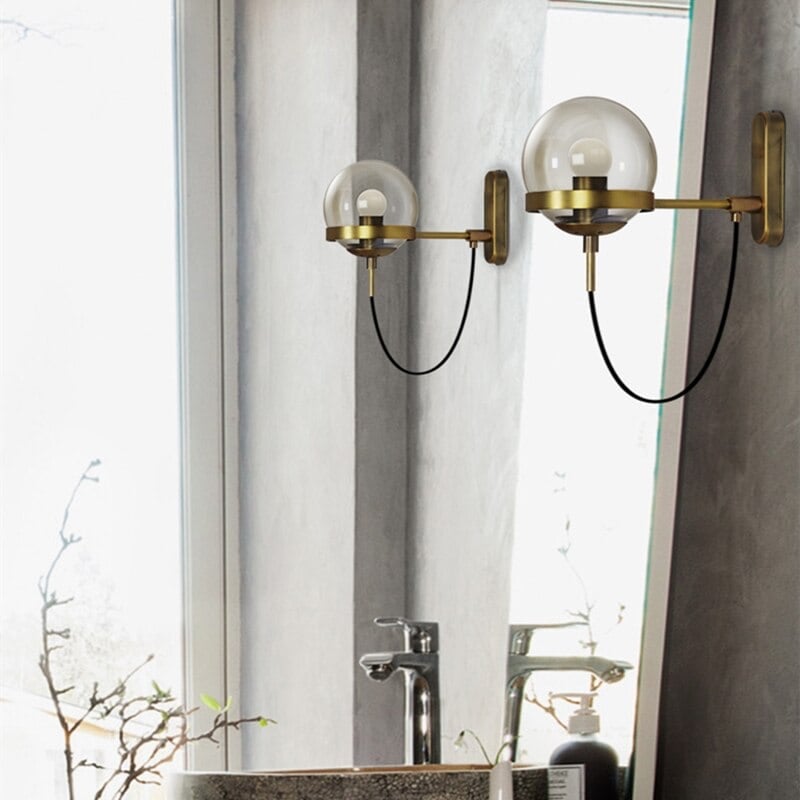 Chic Design Wall Bedside Lamp Sconce with Glass Ball Shade