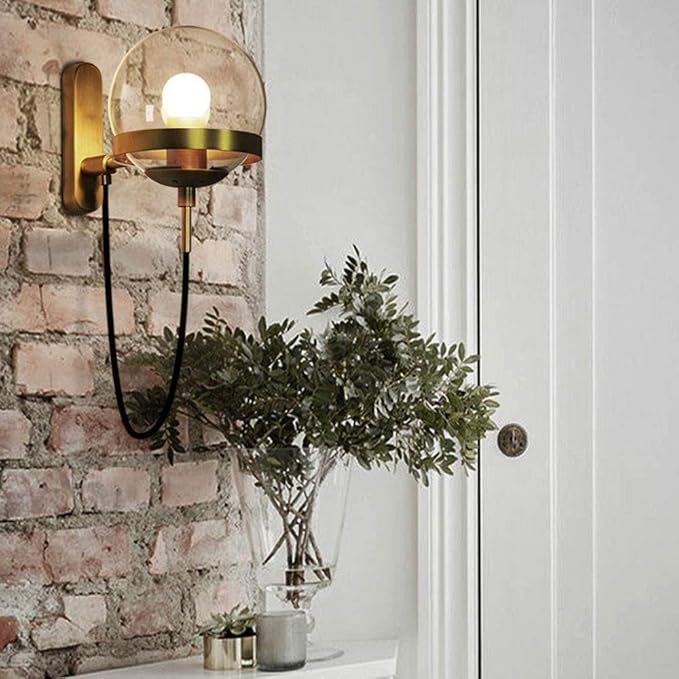 Chic Design Wall Bedside Lamp Sconce with Glass Ball Shade