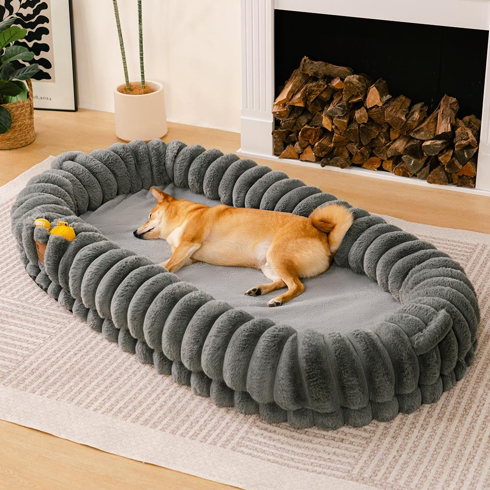 Creamy Plush Donut Human Dog Bed Ultra Soft Large Cozy