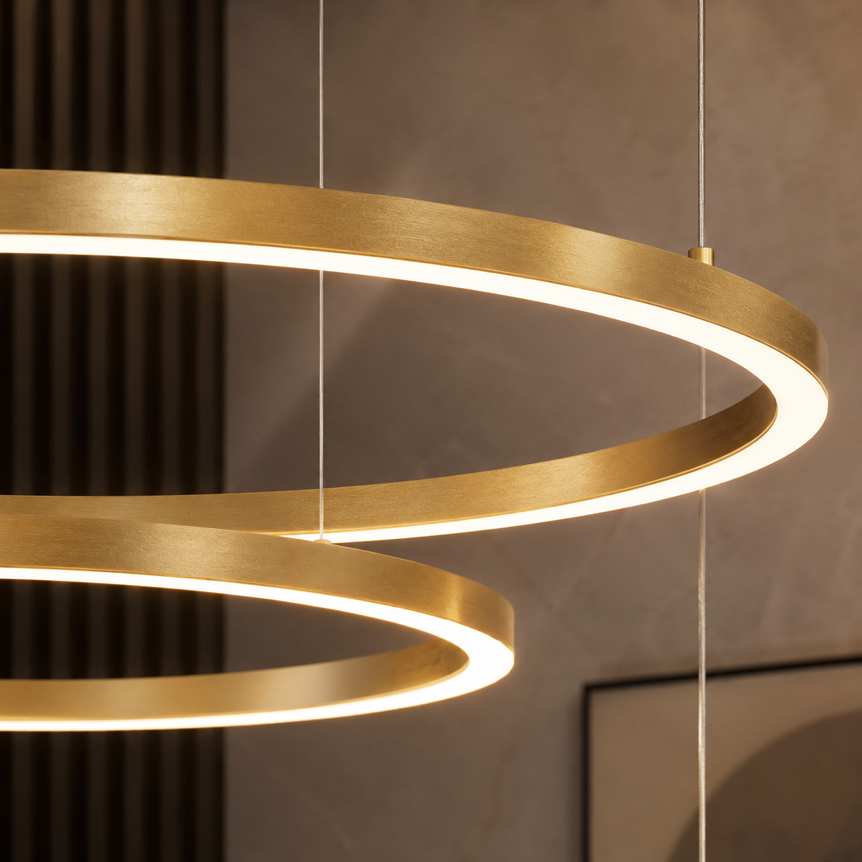 Coterie LED Ring Minimalist Chandelier, Modern Gold Circle Pendant Light