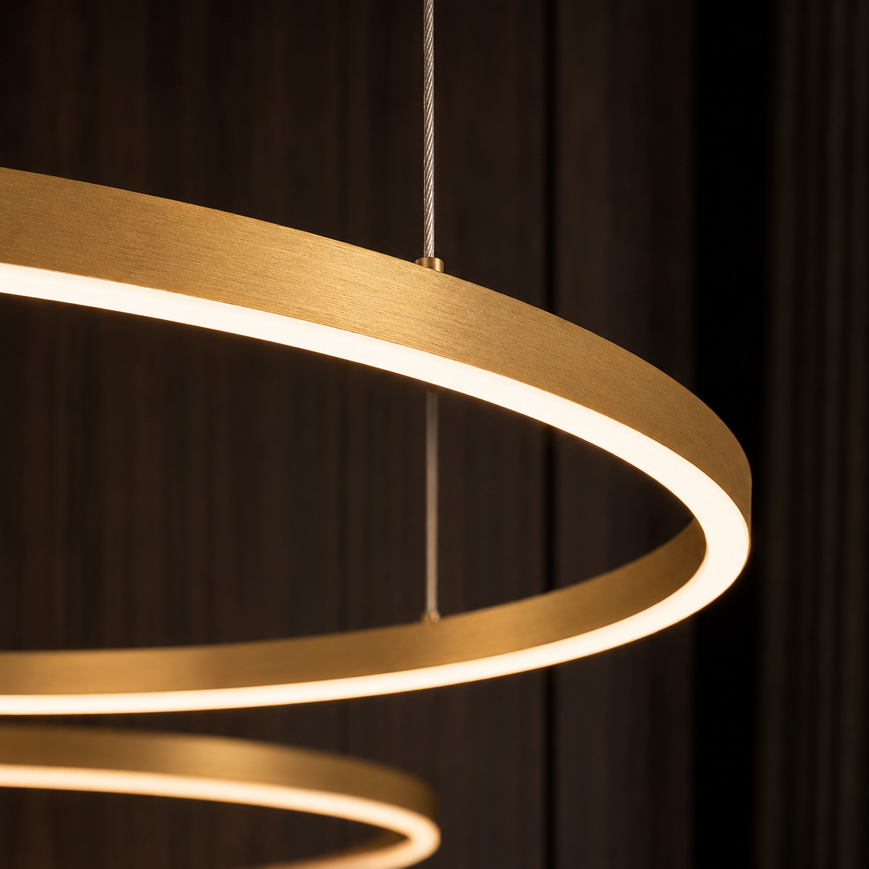 Coterie LED Ring Minimalist Chandelier, Modern Gold Circle Pendant Light