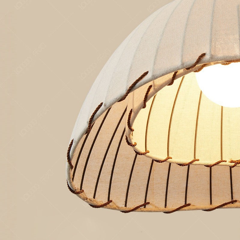 Linen Dome Pendant Light, Wabi-Sabi Ceiling Lamp