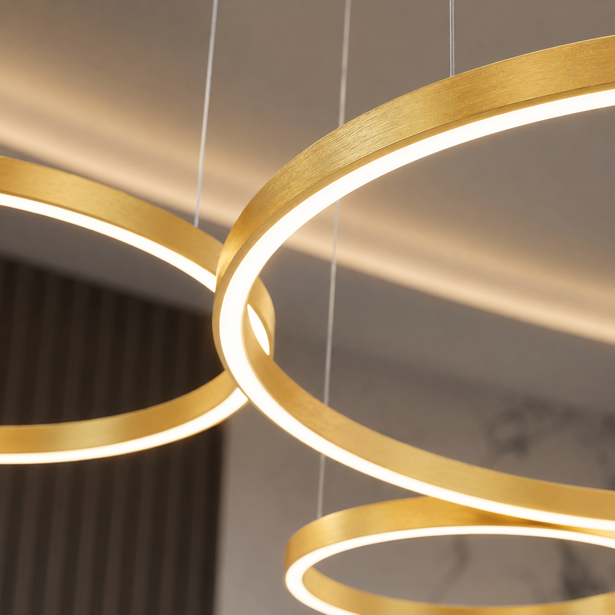 Coterie LED Ring Minimalist Chandelier, Modern Gold Circle Pendant Light