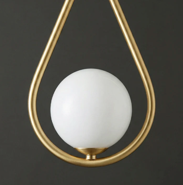 Brass Teardrop Pendant Light, Modern Hanging Bedside Lamp