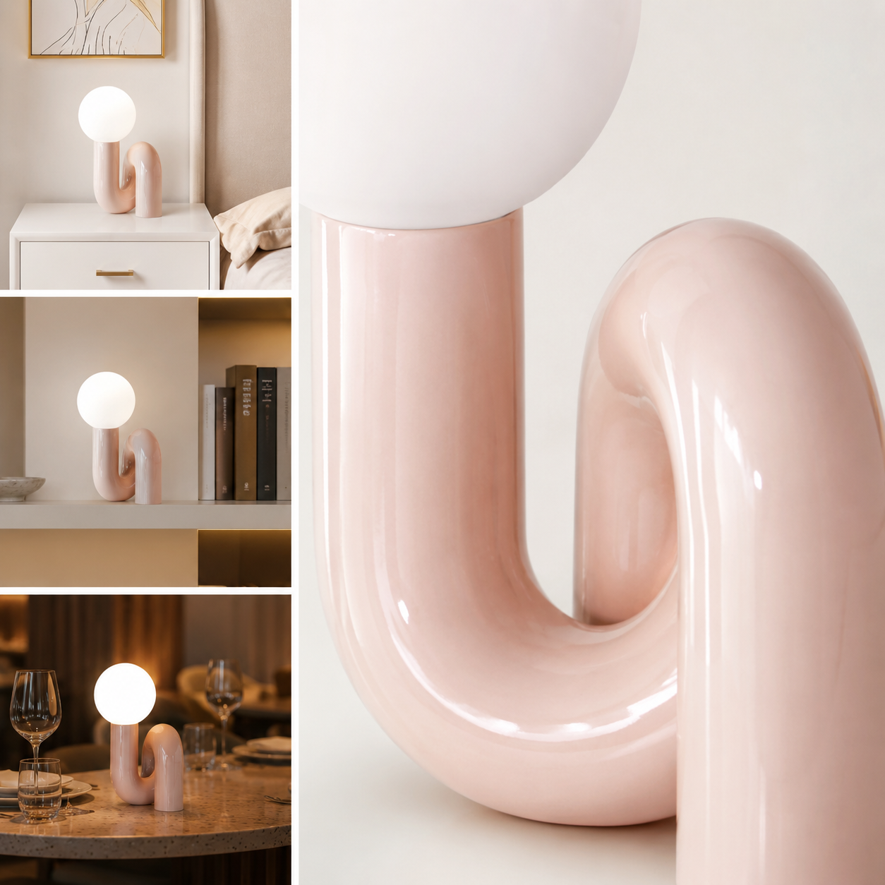 Sculptural Table Lamp, Nordic Twisted Glass Ball LED Accent Light