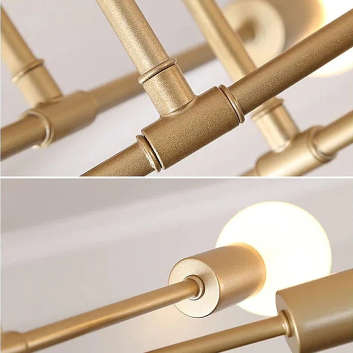 Sputnik Ceiling Light, Mid-Century Semi-Flush Chandelier for Living & Dining Room