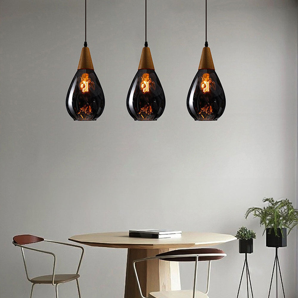 Vintage Teardrop Glass Pendant Ceiling Light for Dining Room