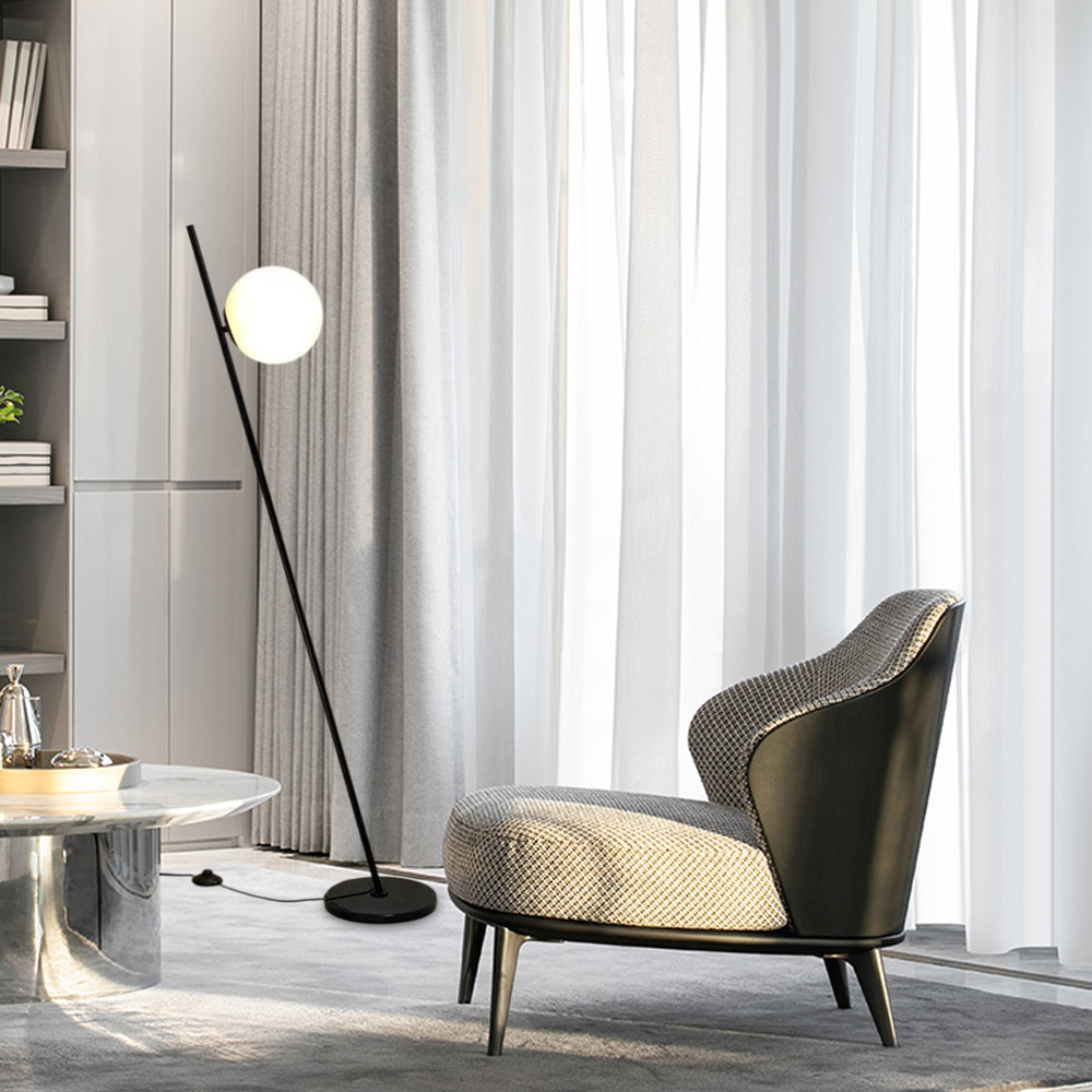 Nordic Black Floor Lamp Metal Glass Living Room-1