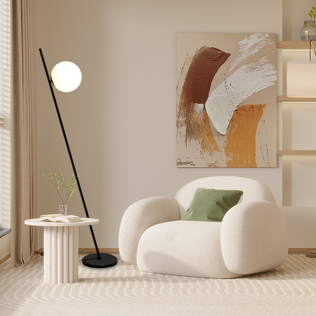 Nordic Black Floor Lamp Metal Glass Living Room-2