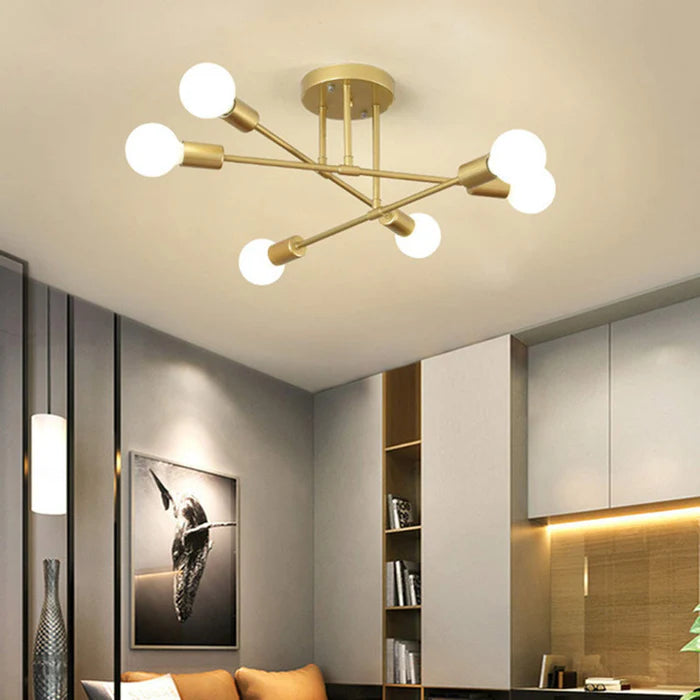 Sputnik Ceiling Light, Mid-Century Semi-Flush Chandelier for Living & Dining Room