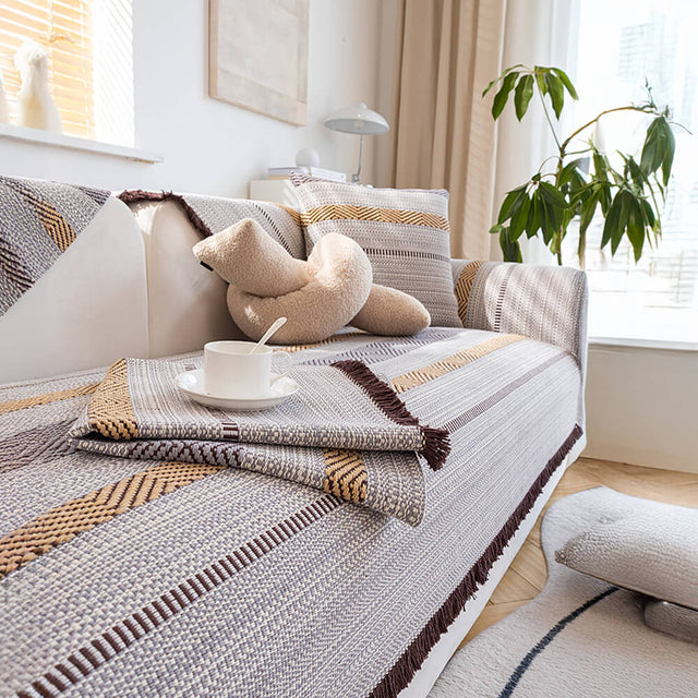 Classic Natural Cotton Linen Breathable Couch Cover 90x180cm