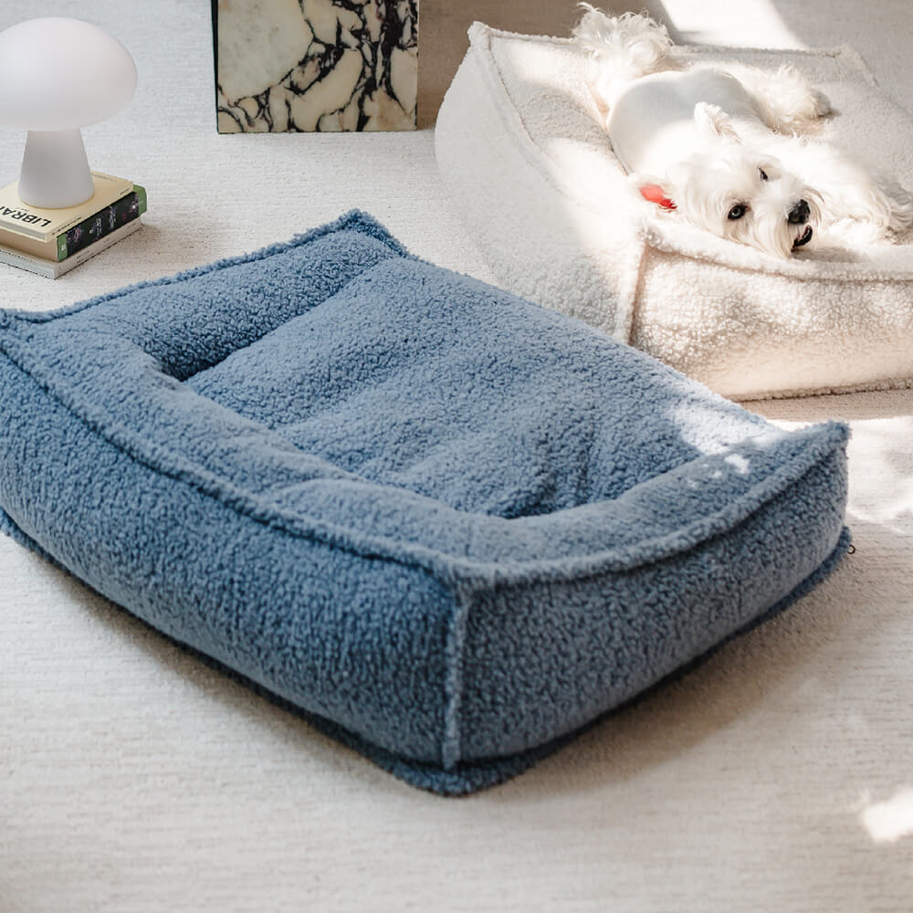 Teddy Fleece Orthopedic Pet Bed Cozy Supportive Waterproof