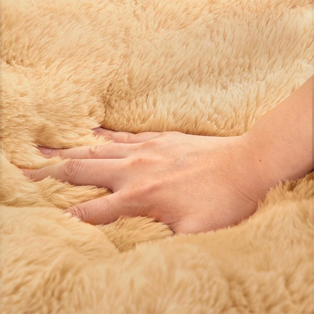 Ultra Soft Faux Rabbit Fur Pet Mat Luxurious Comfort Support