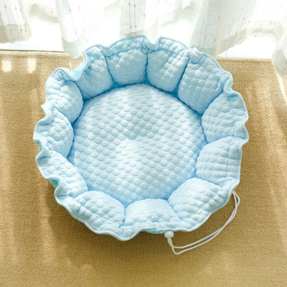 Ruffled Ice Silk Cooling Pet Bed Foldable Stylish Comfort