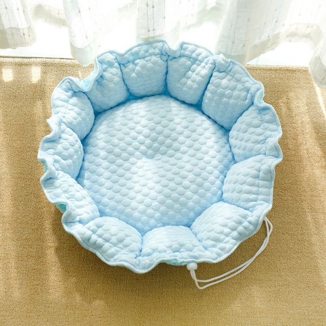 Ruffled Ice Silk Cooling Pet Bed Foldable Stylish Comfort