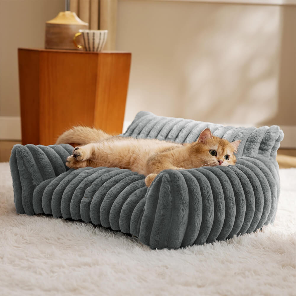 Faux Rabbit Fur Wave Pet Bed Ultimate Comfort Support