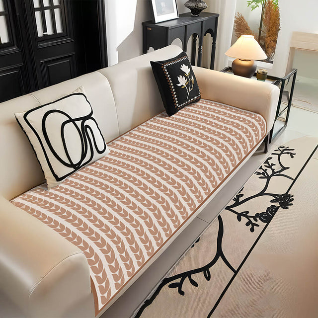 Modern Ice Silk Breathable Anti-Slip Couch Cover Wheat Pattern