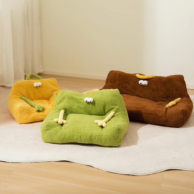 Monster Themed Plush Pet Sofa Bed Cozy Playful Comfort