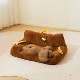 Monster Themed Plush Pet Sofa Bed Cozy Playful Comfort